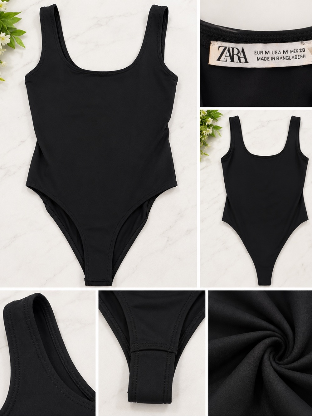 ZARA Black Scoop-Back Bodysuit